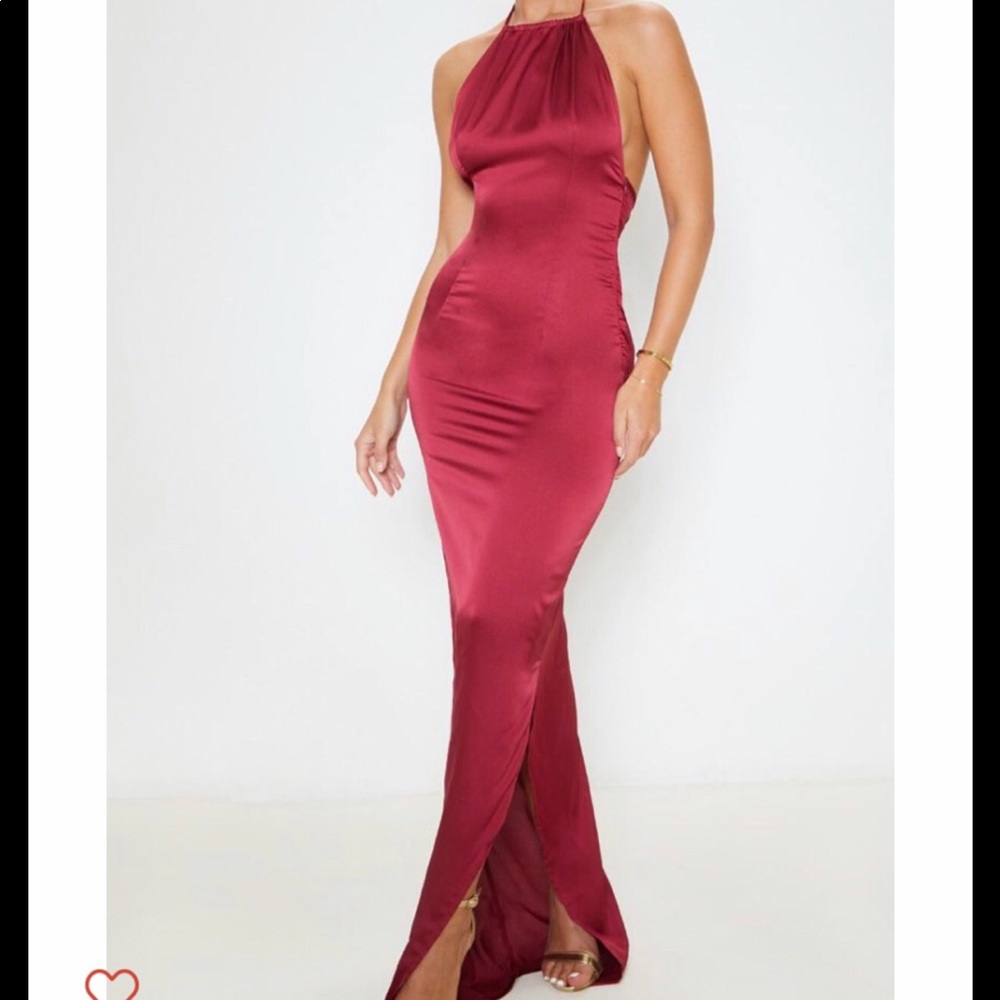 Burgundy satin dress